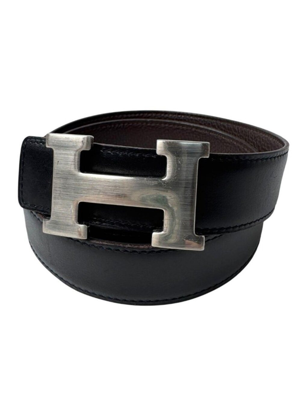Hermes Constance H Belt Black Brown